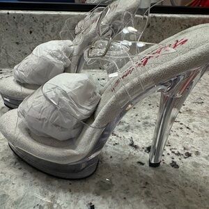 Fabulicious Clear High Heel Platform Sandals White/Clear